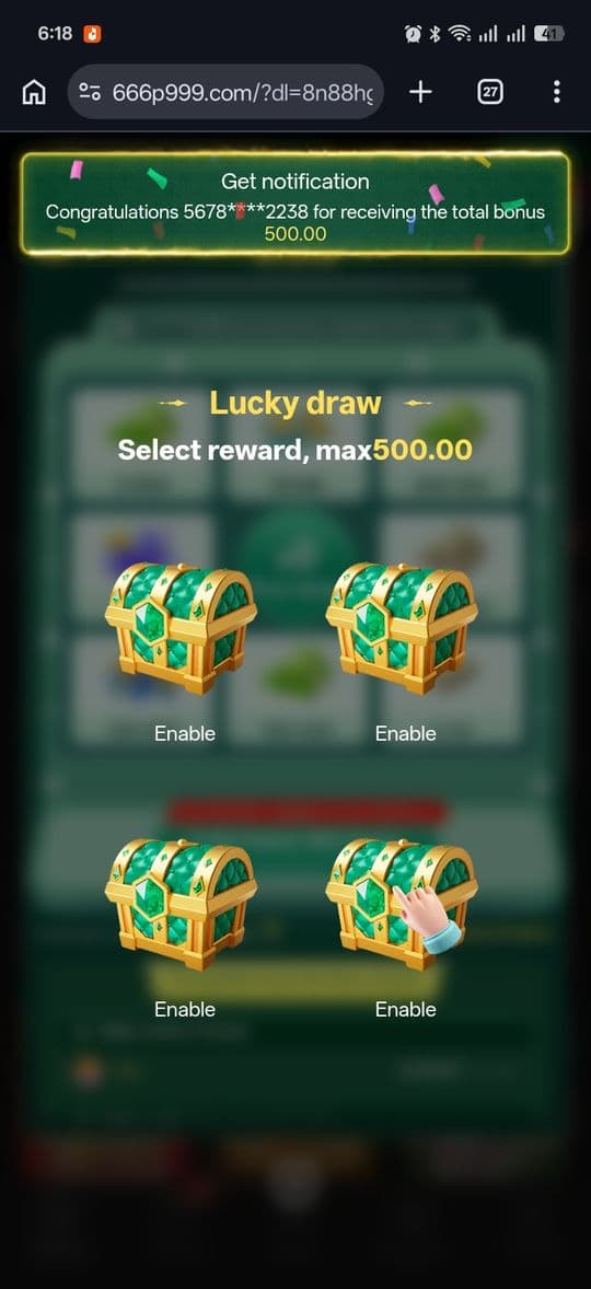 P999 Game daily lucky draw spin-wheel screen